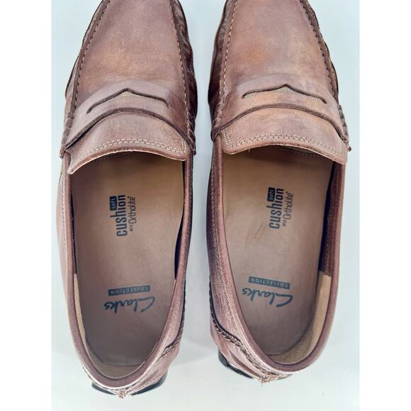 Clarks Ashmont Way Tan Leather Loafer Driving Shoes Men's 9.5M Comfort Slip On - Picture 11 of 12